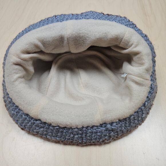 Thick knit lined Winter Hat Fur Rhinestone trim One Size Grey knit Brown trim - Picture 6 of 6